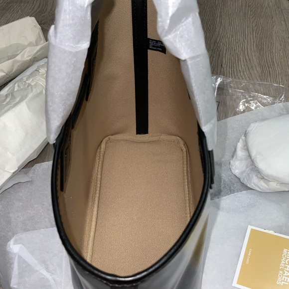 Michael Kors Jodie Small Black Jacquard Logo Recycled Polyester Tote Bag Handbag - Picture 6 of 8